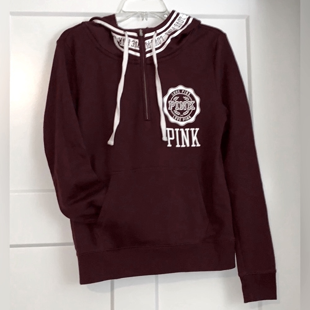 🔥Clearance- PINK-Victoria’s Secret Funnel Neck Half Zip Hoodie